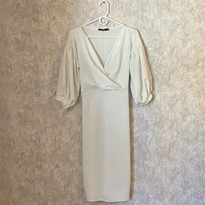 Curve-hugging Ivory Jersey Midi Dress Size 18